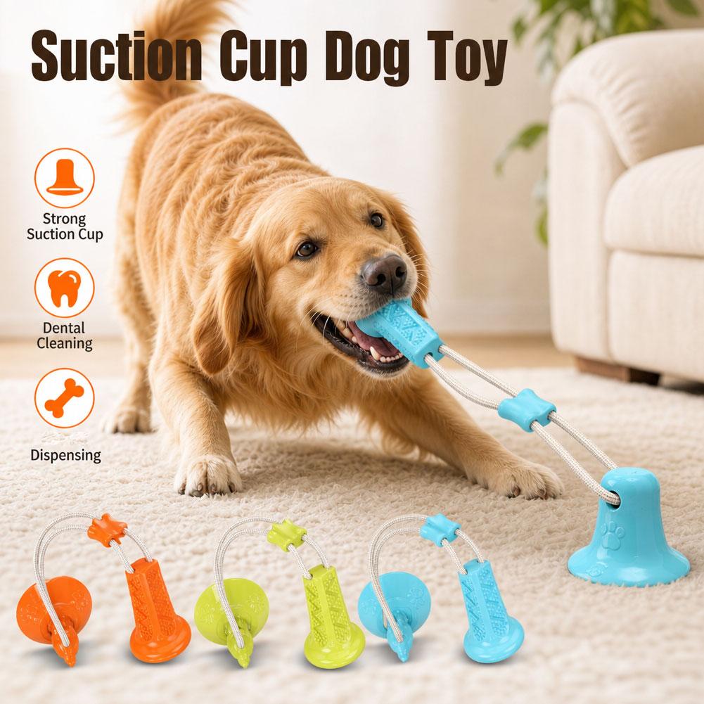Suction Cup Dog Tug Toy - ของเล่นสุนัขแบบถ้วยดูด ของเล่นดึงเชือกแบบอินเทอร์แอคทีฟ สำหรับสุนัขที่ชอบกัดแทะ ของเล่นทำความสะอาดฟัน ของเล่นกัดแทะสำหรับสุนัขขนาดเล็กและขนาดกลาง