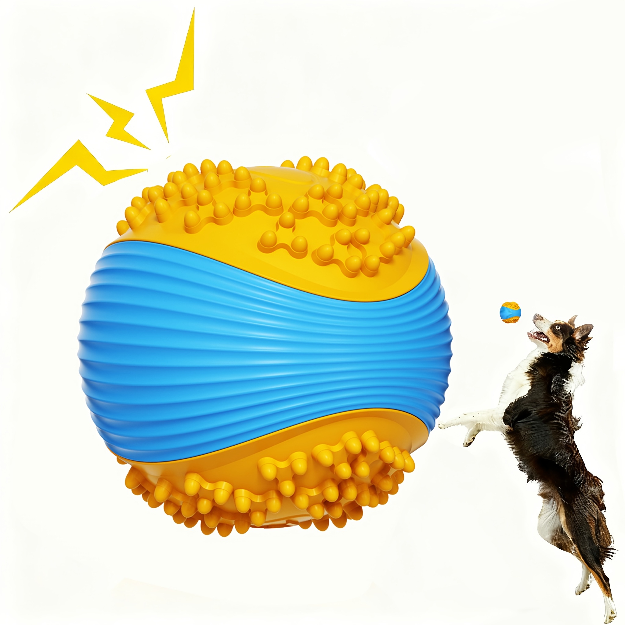Indestructible Dog Chew Toy - ของเล่นลูกบอลสqueaky สำหรับสุนัขที่ทนทาน ทำจากวัสดุ TPR สำหรับสุนัขที่ชอบกัดแทะ ของเล่นทำความสะอาดฟันและเสริมสร้างปฏิสัมพันธ์สำหรับสุนัขขนาดเล็ก