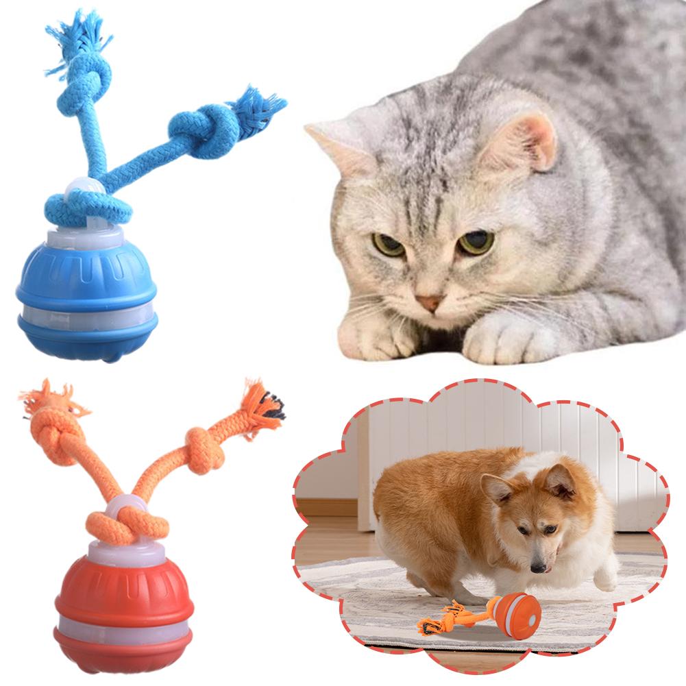 Automatic Moving Dog Ball - ลูกบอลสุนัขอัจฉริยะแบบชาร์จไฟได้ ของเล่นสุนัขแบบโต้ตอบ พร้อมระบบตรวจจับการเคลื่อนไหว ของเล่นสุนัขแบบมีเสียงบีบ ลูกบอลของเล่นสำหรับลูกสุนัข