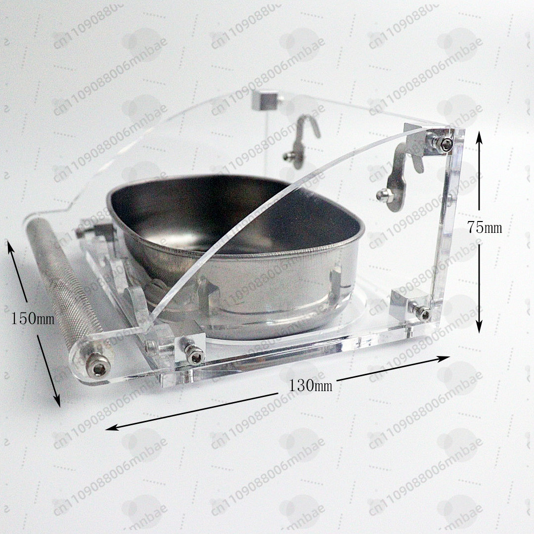 Pet Feeders - กล่องอาหารนกแก้ว สแตนเลส อะคริลิค ป้องกันน้ำกระเด็น ถาดอาหารสัตว์เลี้ยง ขนาดกลาง