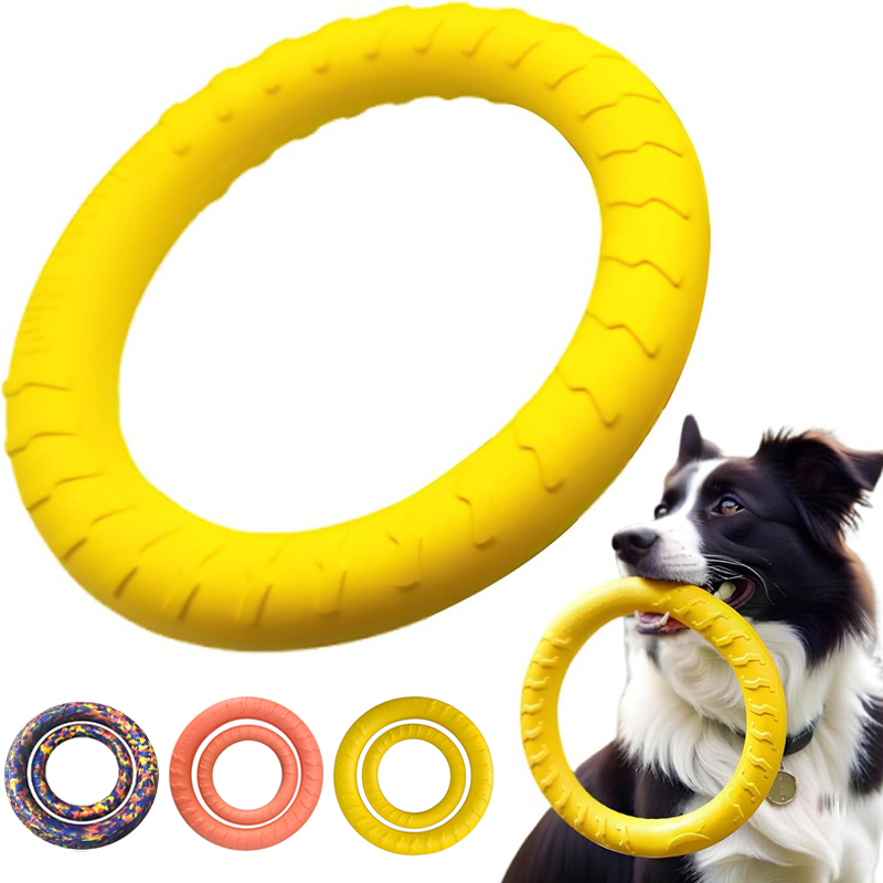 Suction Cup Dog Tug Toy - ของเล่นสุนัข จานบินสำหรับสัตว์เลี้ยง ของเล่นฝึกสุนัข EVA แหวนดึงทนทาน ของเล่นลอยน้ำสำหรับสุนัข