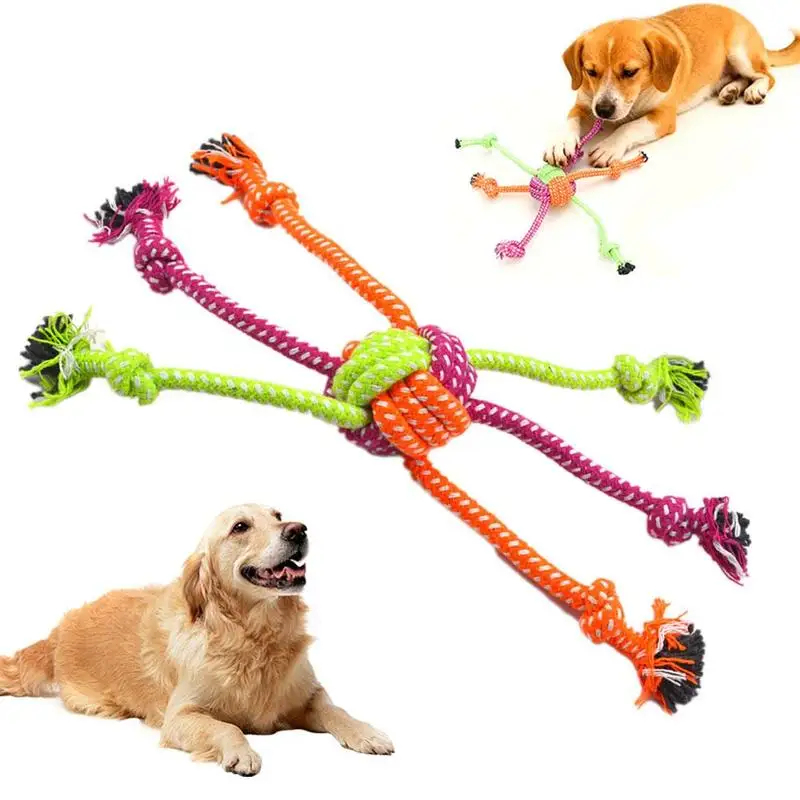 Dog Rope Toy Aggressive Chewers - ของเล่นเคี้ยวสำหรับสุนัข ทนทาน ทำจากเชือกฝ้ายรูปทรงลูกบอล สำหรับสุนัขที่ชอบเคี้ยวแรง ของเล่นทำความสะอาดฟันสำหรับสัตว์เลี้ยงแบบมีปฏิสัมพันธ์