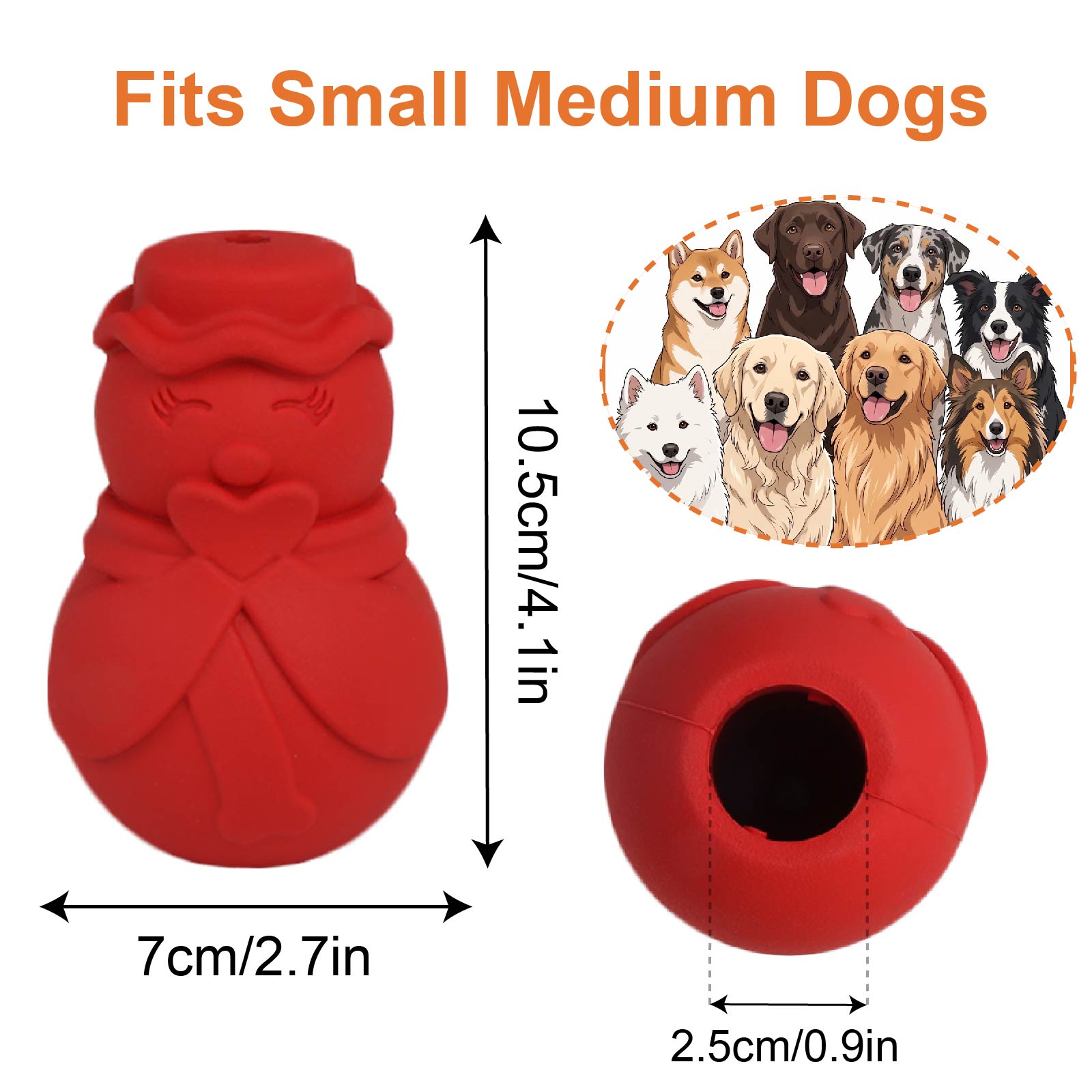 Rubber Treat Dispensing Dog Toy - ของเล่นปริศนาสำหรับสุนัขลายสโนว์แมน, ของเล่นเสริมสร้างสติปัญญาและกระตุ้นการเล่นสำหรับสุนัขที่มีระบบปล่อยขนม, ของเล่นยางทนทานสำหรับเคี้ยวเพื่อทำความสะอาดฟัน, ของขวัญสำหรับใส่ในถุงเท้าคริสต์มาสสำหรับสุนัขพันธุ์เล็กและพันธุ์กลาง