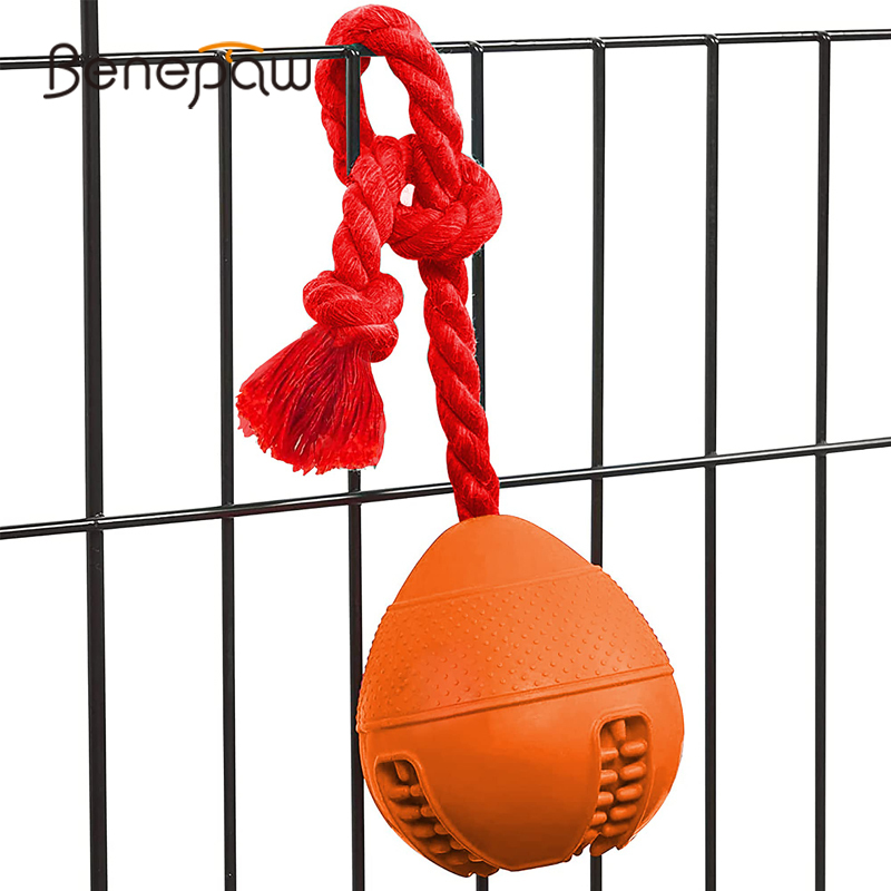 Rubber Treat Dispensing Dog Toy - Benepaw ของเล่นสุนัขแบบอินเตอร์แอคทีฟเชือกปริศนาเป็นมิตรต่อสิ่งแวดล้อมลดความเครียดความวิตกกังวลเครื่องจ่ายของเล่นฝึกสุนัข