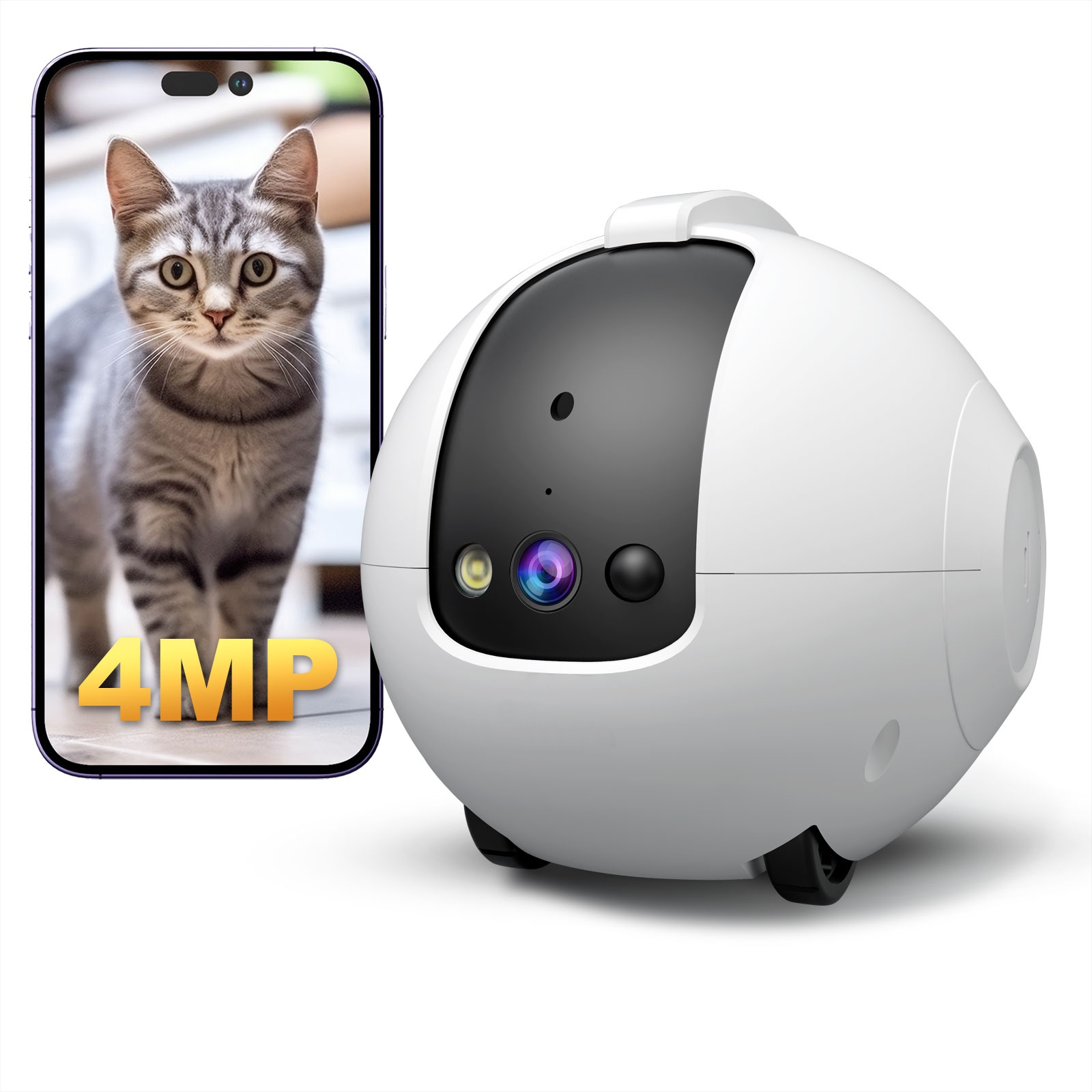 Dog Toys - กล้องสำหรับสัตว์เลี้ยง รูปแบบหุ่นยนต์ ความละเอียด 4MP กล้องเพื่อนคู่ใจสำหรับสัตว์เลี้ยง ระบบเสียงสองทาง